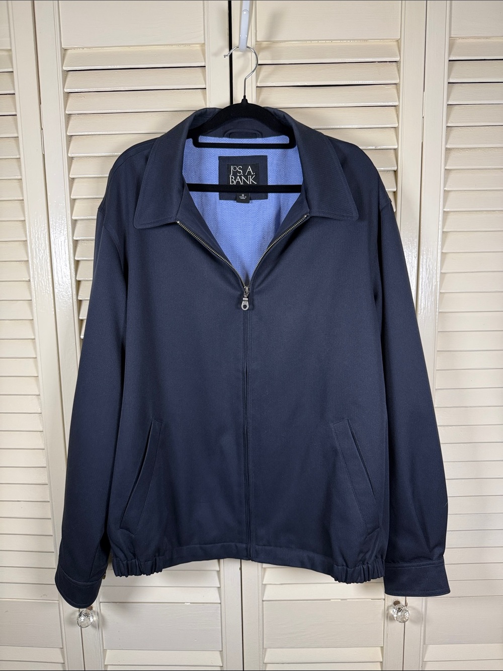 JoS. A. Bank Men's Navy Blue Microfiber Harrington Jacket Windbreaker Size M